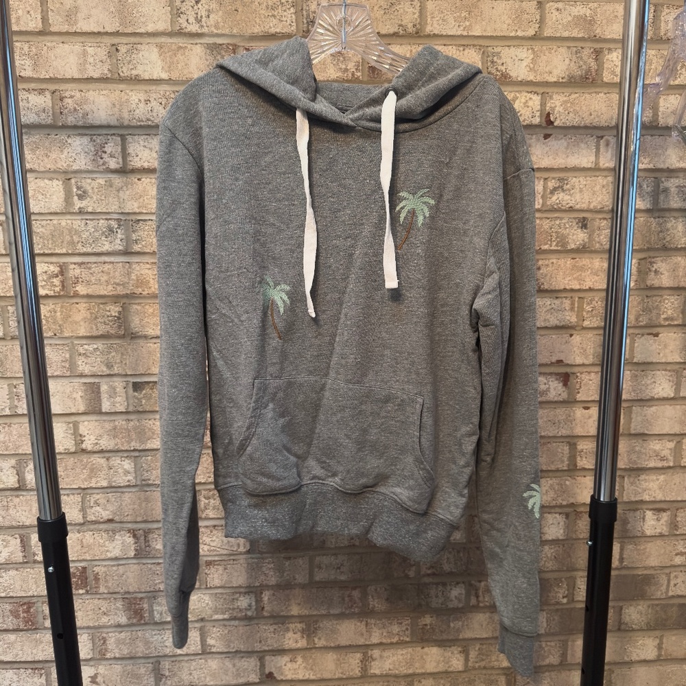 CHRLDR Grey Palm Tree Printed Hoodie - Misses Small